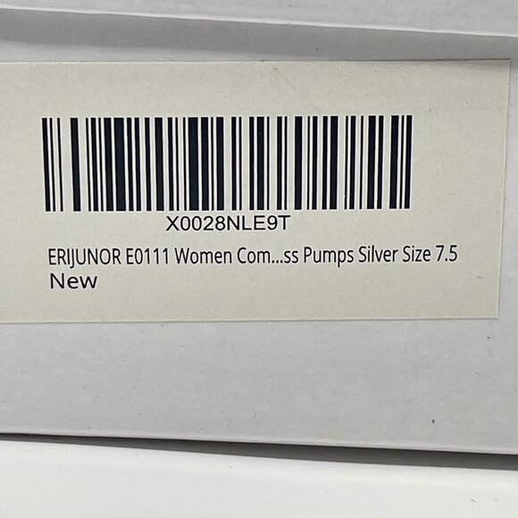 NWT ERIJUNOR Kitten Heel Satin Party/Dance Pumps Silver Rhinestone Brooch 7.5 - Picture 4 of 15